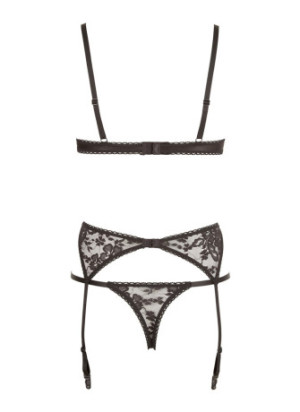 Ensemble sexy trois pièces en dentelle noire - R2210185
